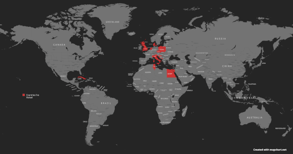 World Map showcasing all the places I have been